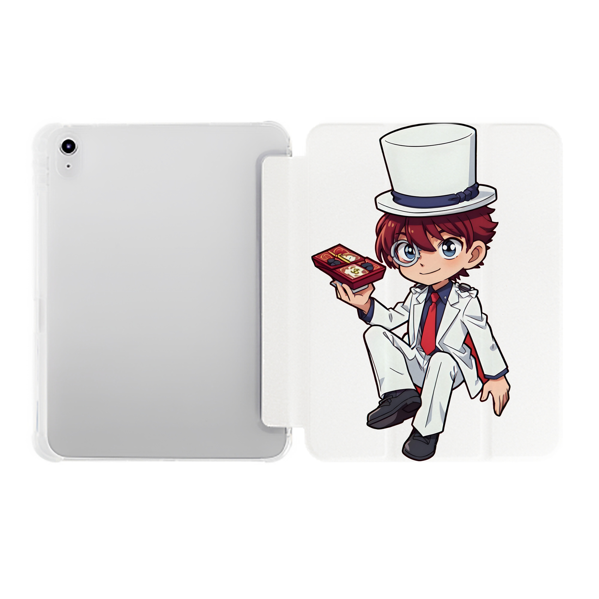 （画像用） 名探偵コナン くろば かいと Detective Conan Kuroba Kaito IPad ケース ペン収納付き 三つ折りスタンド PUレザー×シリコン 対応機種9.5/10.5/10.9インチ